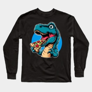 Tyrannosaurus Rex Eating Pizza Long Sleeve T-Shirt